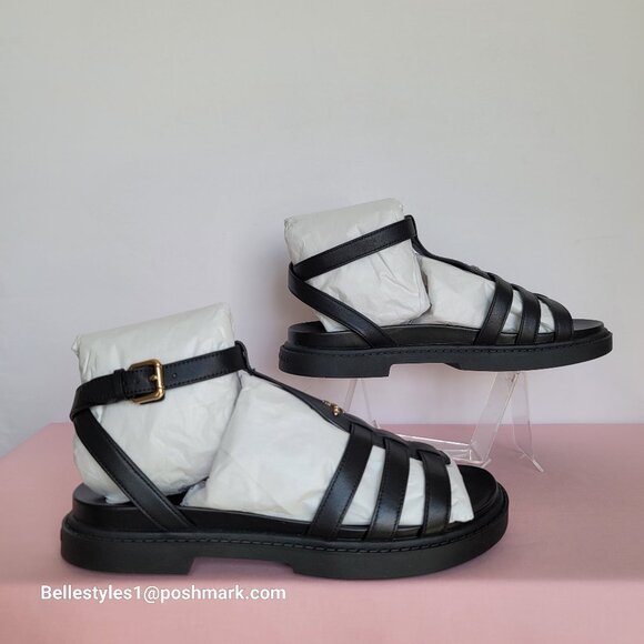 COACH Franny Leather Sandal with Ankle Buckle Closure -Black - Women’s Size 9B⭐ - Picture 11 of 16